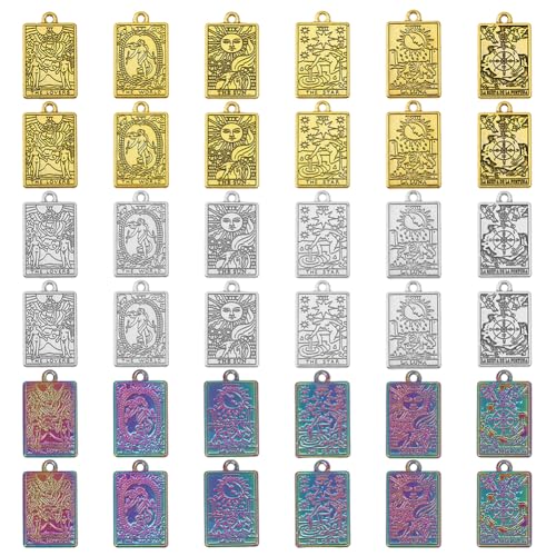 Abalorios de tarjeta de tarot CHGCRAFT de 36 piezas rectangulares para bisutería