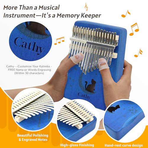 Image of 17 Key Kalimba Thumb Piano, Mbira Instrument,Musical Gift for Kids & Adults