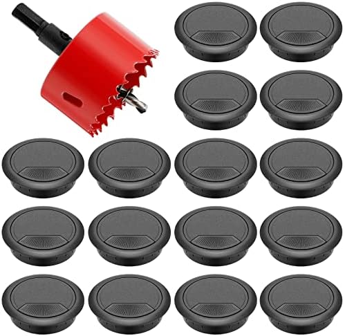 QWORK Kabeldurchführung 4er Set - 80x80mm Aluminium Mit Bürste Für Schreibtisch