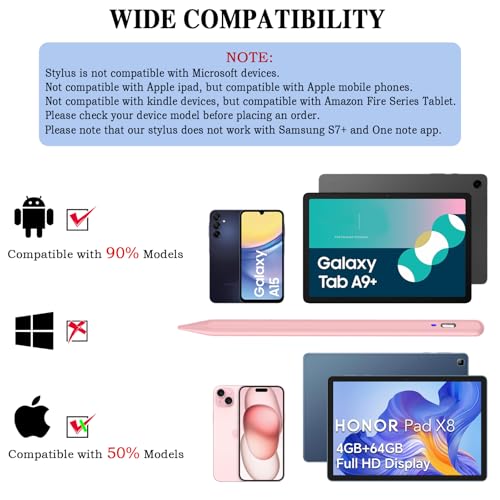 Image of Universal Magnetic Stylus Pen for iOS /Android,Rechargeable Touch Screen Pen for Drawing&Writing Tablet Stylus for iPhone /Samsung /XiaoMi /Huawei /Vivo /Lenovo and Other Android Device-Pink