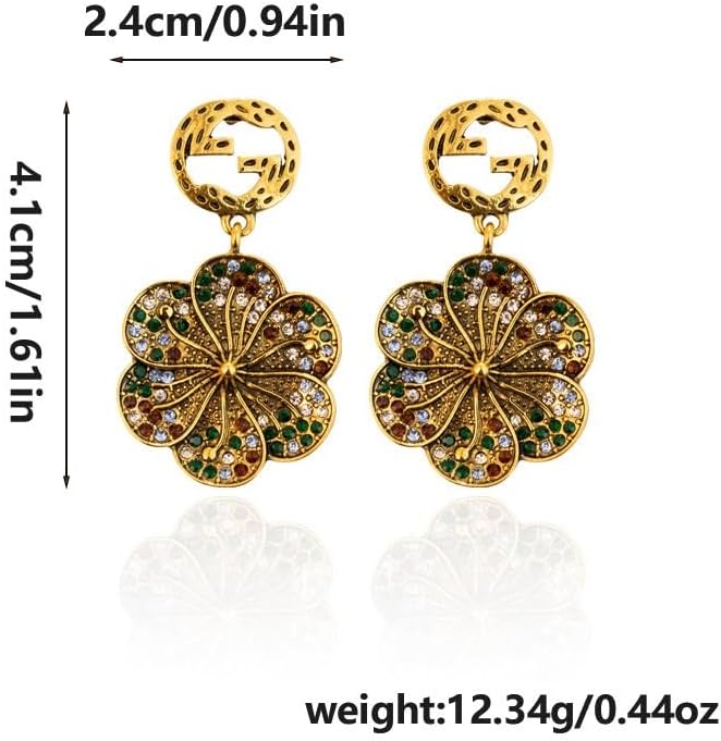 Vintage Floral Fashion Drop Earrings for Women, Gold Plated Dangle Earrings - Image 7