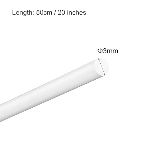 Miniatura 2 de uxcell Varilla redonda de plástico de 1/8 pulgadas de diámetro de 20 pulgadas de longitud blanca (POM) Varillas de polioximetileno Barra redonda de