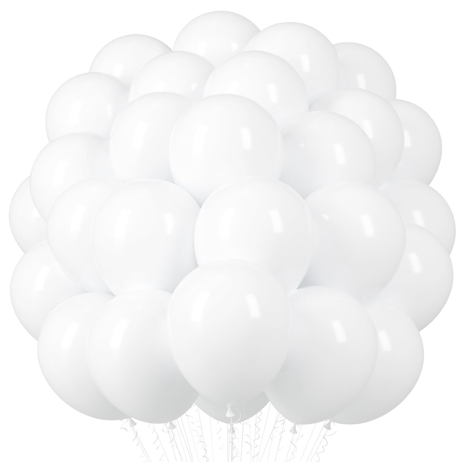 Voircoloria 66pcs White Latex Party Balloons, 12inch