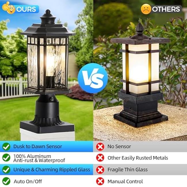 DASTOR Outdoor Post Lights Outdoor Lamp Post Light Fixture Post Lantern