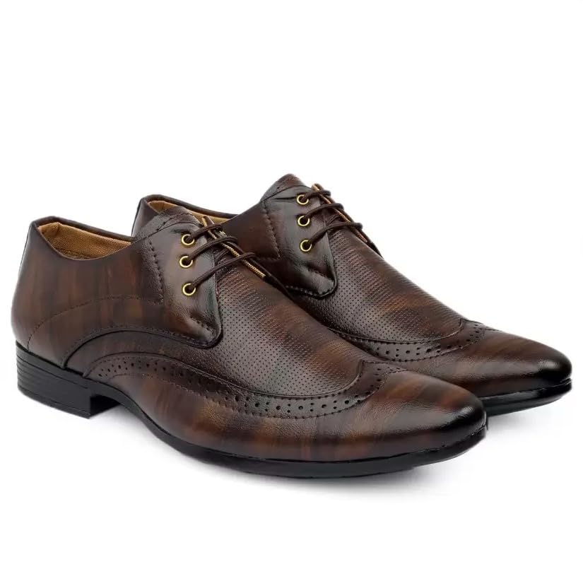 MEKERS Mens Leather Formal Lace-up Brogues, Brown, Perforated Design Formal Office Shoes for Men (Brown-Broak, UK Footwear Size System, Adult, Men, Numeric, Medium, 9) (B0DFM5HL3W) Amazon Price History, Amazon Price Tracker