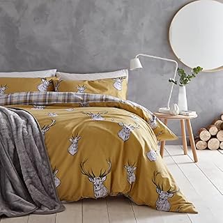 Catherine Lansfield Stag Easy Care Double Duvet Set Ochre