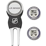 Team Golf NHL Los Angeles Kings Divot Tool Pack With 3 Golf Ball Markers Divot Tool with 3 Golf Ball Markers Pack, Markers are Removable Magnetic Double-Sided Enamel