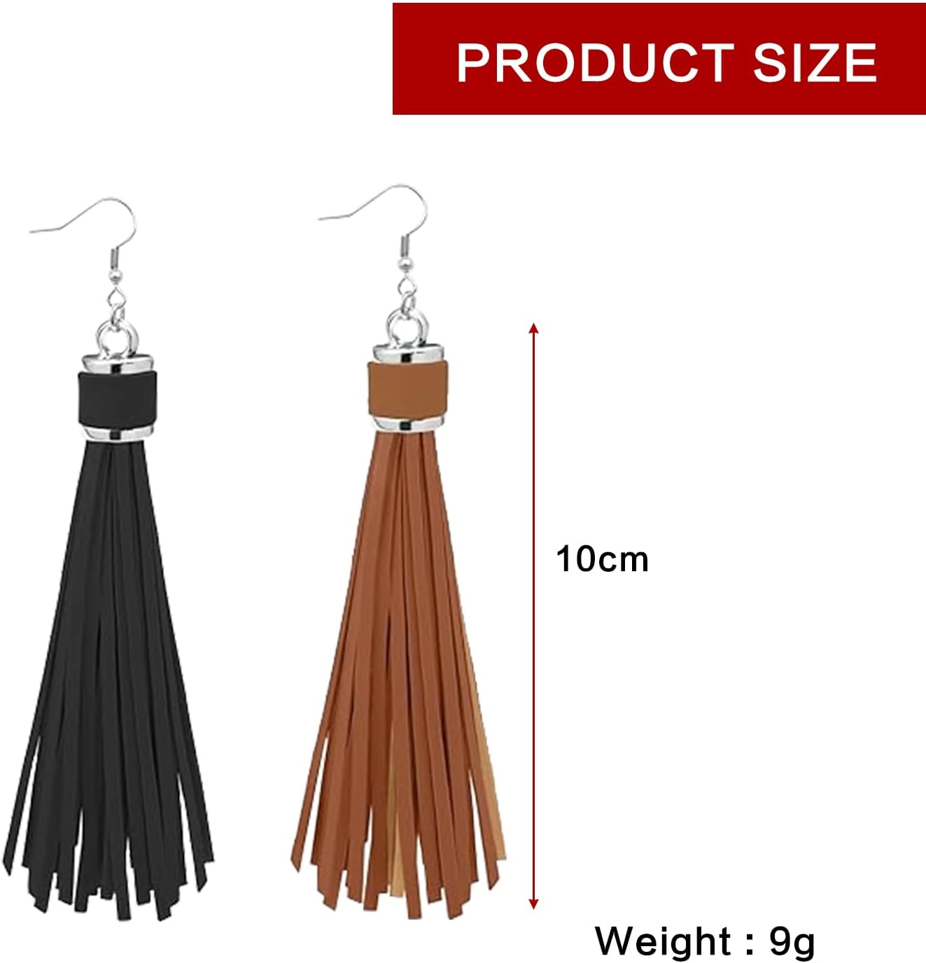 2Pairs Western Cowgirl Earrings for Women,Vintage Leather Tassel Long Drop Earrings,Bohemian Summer Beach Dangle Earrings,Cowgirl Bohemian Ear Hook,Western Trendy Jewelry for Women - Image 2