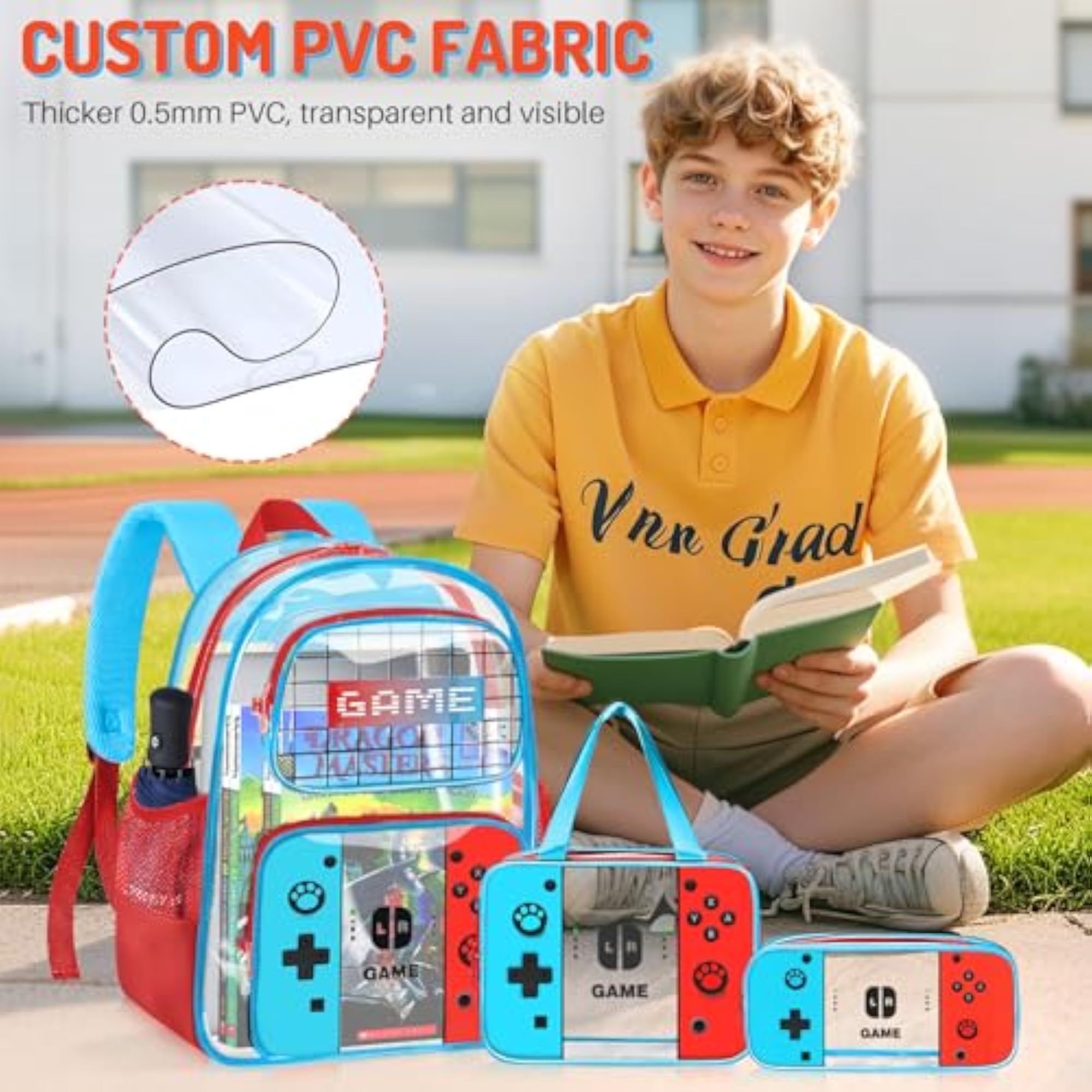 Large Heavy Duty Clear Backpack for School