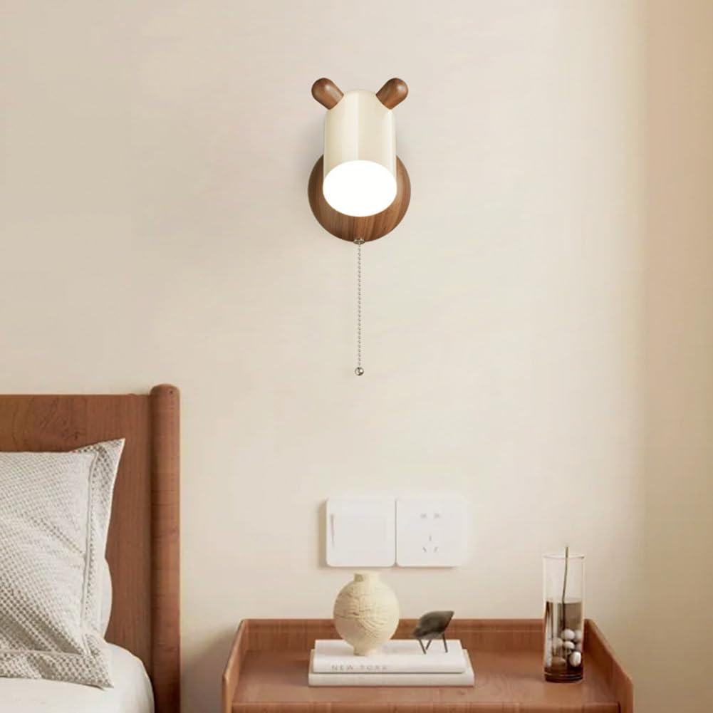 Lámpara LED Ajustable Lámpara para Habitación Infantil Luz Giratoria Decoración de Ciervo Luz de Pared con Interruptor Animales de Dibujos Animados Luminaria Infantil Aplique Giratorio Luminaria