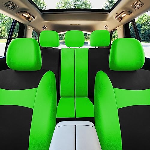 FH Group FB030GREEN115-SEAT Universal Fit Green Bucket Autositzbezüge und Bankbezug passend für die meisten Autos, SUVs und Lastwagen (kompletter Airbag kompatibel mit geteilter Bank)