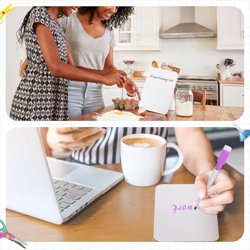 Affrolling 12 Sets Small Whiteboard Dry Erase Boards 5\" x7\'\' Mini Double Sided Dry Erase Lap Boards with Markers Erasers Pen Holders Personal Whiteboards for Students Classroom Teacher - Thumbnail 6