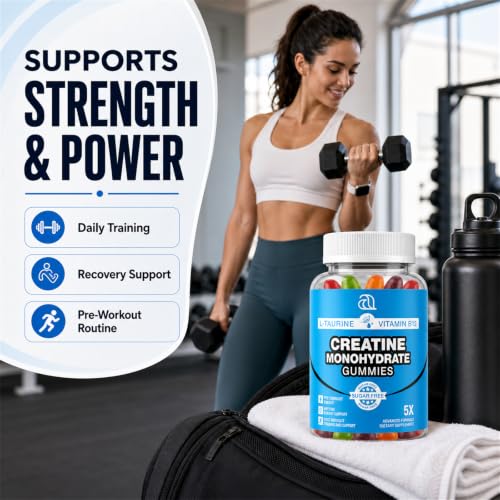 Image of Creatine Gummies for Women & Men - Creatine Monohydrate Gummies Tasty Chewable Supplement, Muscle Support & Energy Boost (Pack of 2)