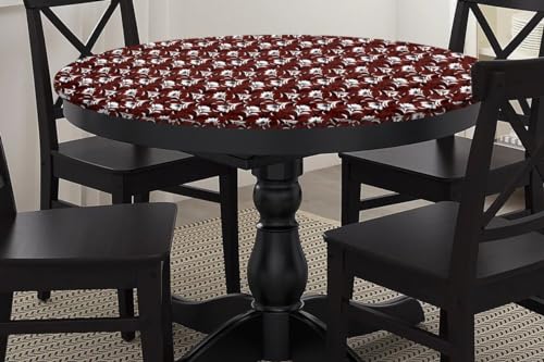 Image of The Furnishing Tree Round Elastic Fitted Dining Table Cover WxL 36x36 Inches Floral Pattern Magenta