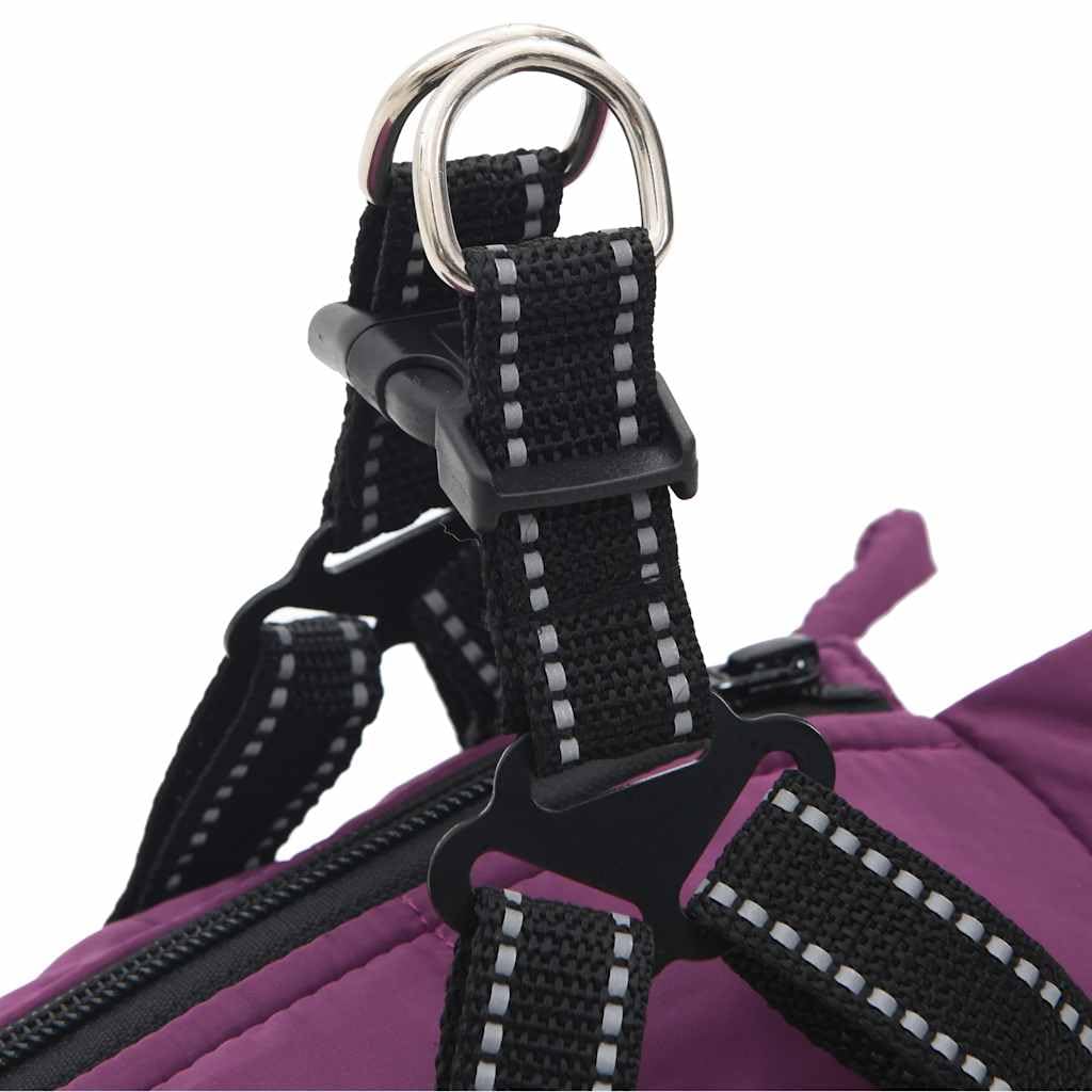Cappotto per cani con pettorina, impermeabile, riflettente, viola, L36, in pile di poliestere, regolabile, con cerniera, ideale per inverno, autunno, all'aperto, passeggiate in caso di pioggia