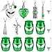 Ecation 12 Set Small Urn Cremation Jewelry Necklaces for Ashes Stainless Steel Keepsake Urns Memorial Locket Mini Ash Holders Waterproof for Human Adult Female Male Family Loved One (Green)
