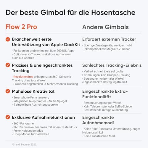 Bild 1 - Insta360 Flow 2 Pro Creator-Bundle Weiß – Erster KI-Smartphone-Gimbal mit Apple DockKit, innovatives 360°-Schwenk-Tracking, frei neigbar, Stativ/Selfie-Stick integr., mobiler Vlog-/Reise-Stabilisator