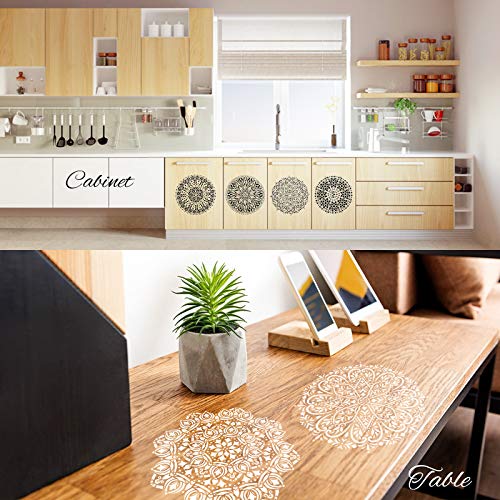 image for Eunvabir 9 Pack 12x12'' Mandala Stencils for Painting on Wood, Floor, 