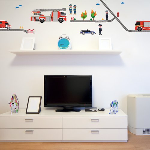 Stickers muraux V?hicules de Secours en Set XL - 41 Autocollants sur Une Surface d'environ 130 x 70 cm