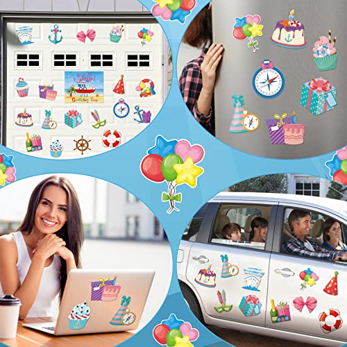Kanayu 20 Pcs Birthday Cruise Door Magnets Summer Magnetic Cruise Ship Door Decorations Funny Magnetic Birthday Signs Anchor Cake Balloon Car Refrigerator Magnets For Stateroom Cabin Carnival Decor #TOP4