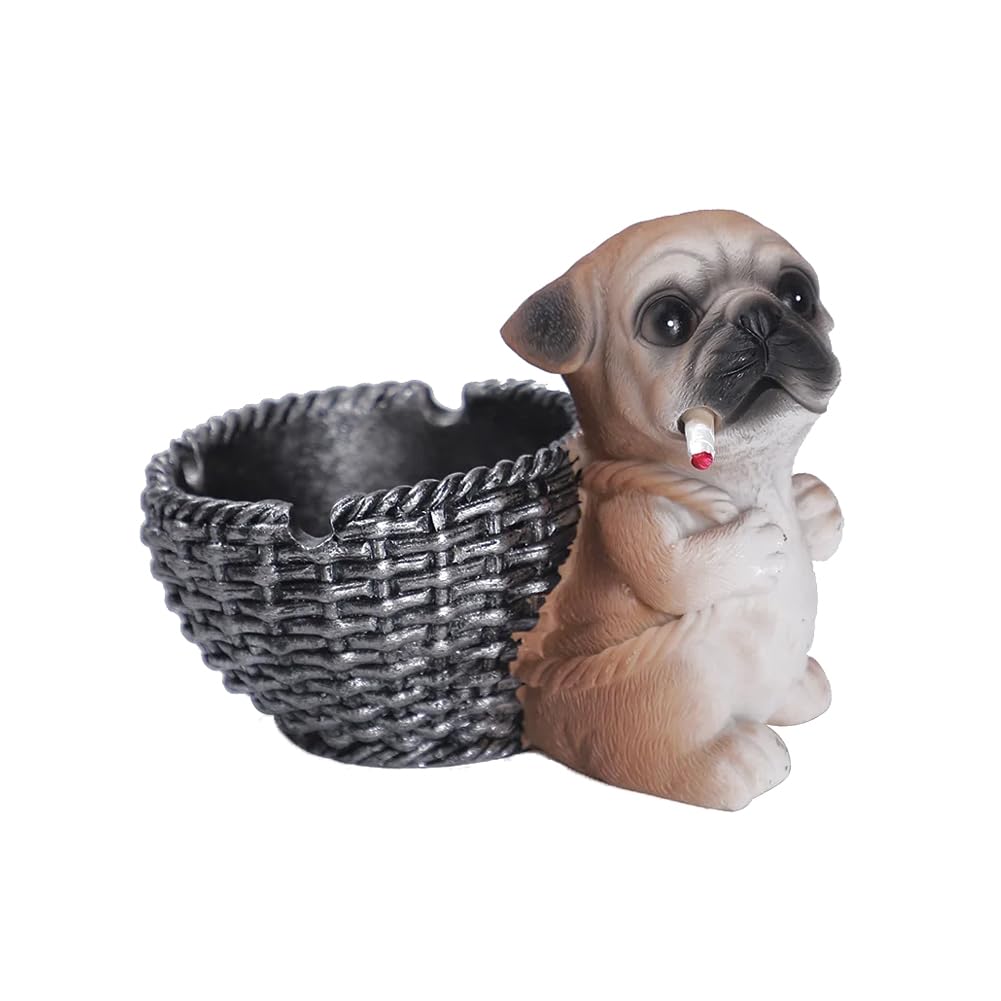 ARFUKA Cigar Ashtray Cute Dog Carrying Basket Design Ashtray with Cigarettes Rest for Patio Outside Indoor