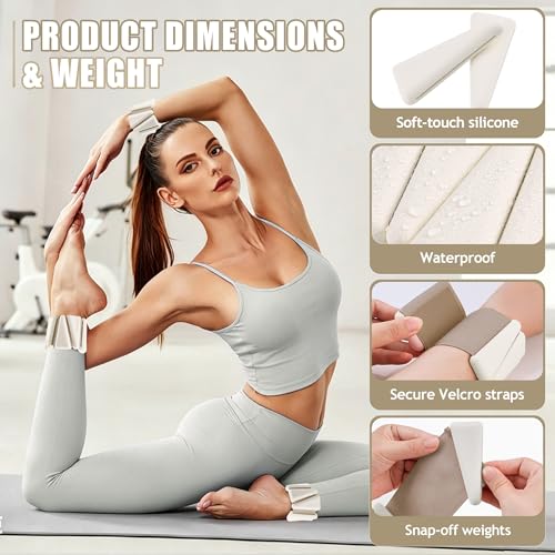 Image of BECOJADDE Ankle Weights for Women Wrist Weights Set of 2 (1 lb /2 lb Each) Adjustable Arm Leg Weight for Womens Men Suitable for Walking Swimming Running Pilates Yoga Gym