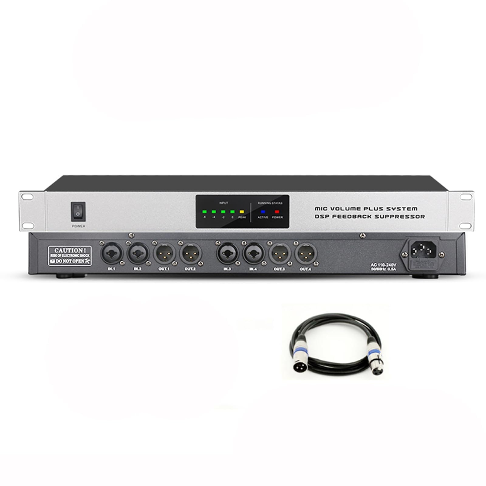 COYEUX Digital Feedback Suppressor, Professional Audio Feedback Suppressor with XLR 6.5mm Interface, for Stage KTV Bar Conference Home Entertainment