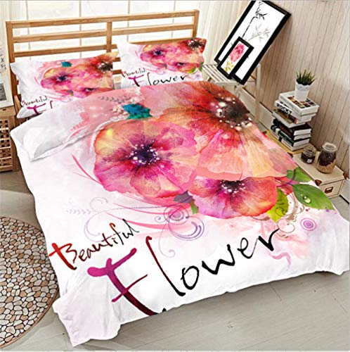 YIEBAI 3D Rosa Rosa biancheria da letto Set lenzuola copripiumino lenzuola Set Cover