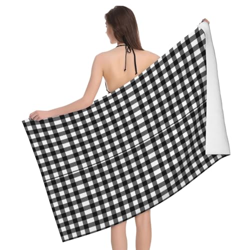 Men Women Bath Sheets Towels Black White Buffalo Plaid Bath Towel Adults Camping Shower Towels Children Microfibre Bath Towels For Picnics Gym Body
