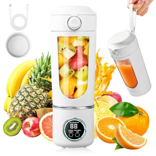 Batidora portátil de 700 ml, pequeña licuadora recargable, para hacer smoothie con 12 cuchillas inoxidables, mini batidora de pie para batidos y batidos, exprimidor portátil para viaje/oficina/deporte