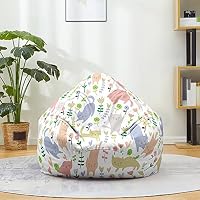 FANSU Copertura per Poltrona Sacco Puff Senza Riempimento, Sacco Pigro, Velluto a Coste Pouf per Adulti e Bambini (70x80cm, Grigio Chiaro