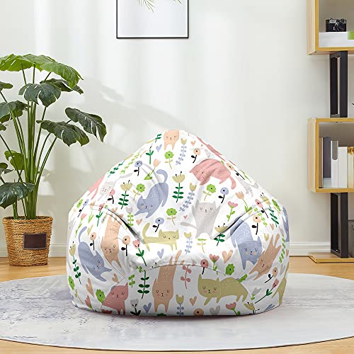 Fansu Puff, 3D Gato Imprime Puff con Asa, Salon Bean Bag para Adultos y Niños, Puf Sin Relleno, Puff Infantiles para Uso Interior y Exterior (80x90cm,Lindo Gatito)