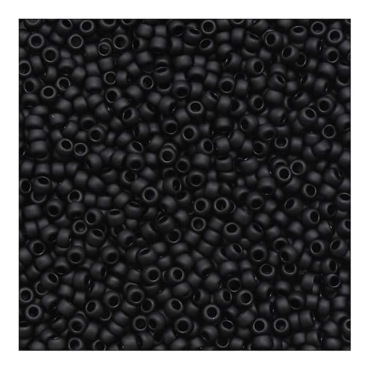 100 g TOHO Round Seed Beads Rocailles, Size 11/0, Opaque Frosted Jet (# 49F), Japan, Glass — image 1