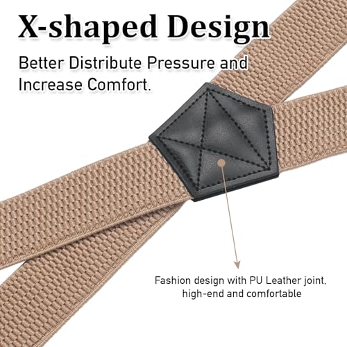 Image of SUNEZLGO Suspenders for Men Heavy Duty, X Back Hidden Suspender 1.5 inch Under Clothing, Adjustable Work Suspenders for Men Women