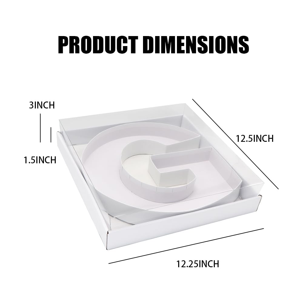 WENPACK 30.5cm Fillable Cardboard Letter Shaped Box Clear Cover Sweets Charcuterie Grazing Packaging (G) - Image 3