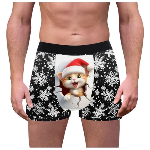 akwuiopt Ropa interior divertida de Navidad para hombre, transpirable, calzoncillos de Papá Noel, novedosos pantalones cortos de vacaciones, ropa interior para hombre con bonitos estampados, a, XXL