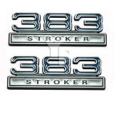 Chrome, Blue & Black 383 Stroker Fender Emblems - Universal Fitment