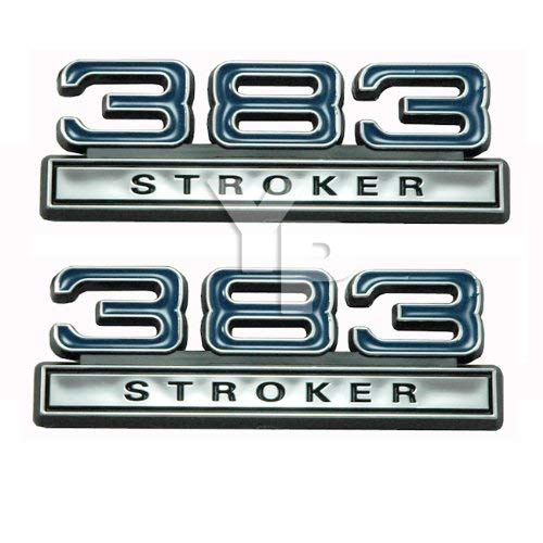 Chrome, Blue & Black 383 Stroker Fender Emblems - Universal Fitment