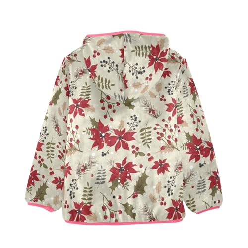 OTVEE Vintage Christmas Floral Kids Hoodie Jacket Fall Spring Full Zip Warm Outwear Coat2