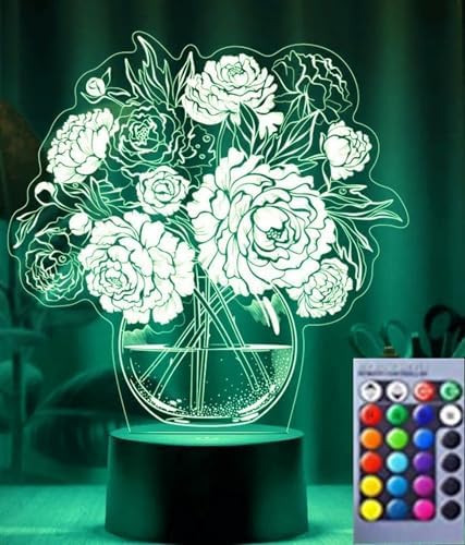 3D Flower Night Light Optical Illusion Led Lamp 16 Colors Changing Birthday Xmas Gift for Boys and Girls Kids Children Room Decor image 2