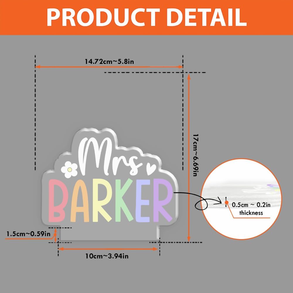 Personalized Custom Teacher Light, Custom Teacher Sign, Teacher Desk Sign, Teacher Name Plate for Desk, Gift for Teacher
