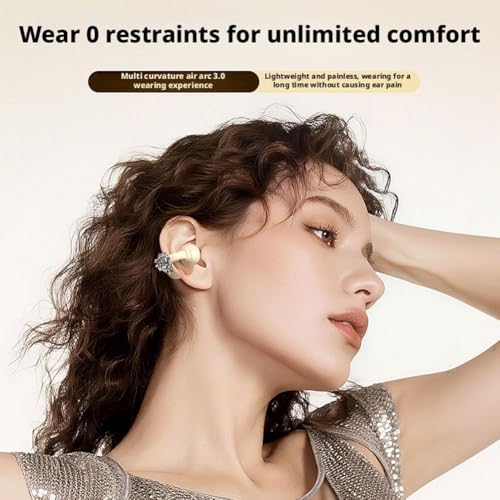 Image of Open-Ear Headphones with Butterfly Earrings, Ultra-Comfort & Snug Fit Clip On Earbuds, Luxury Bluetooth 6.0 Wireless Headphones Clip-ons Sports Earphones Fit Gym Earphones Open Ear Buds (rice white)