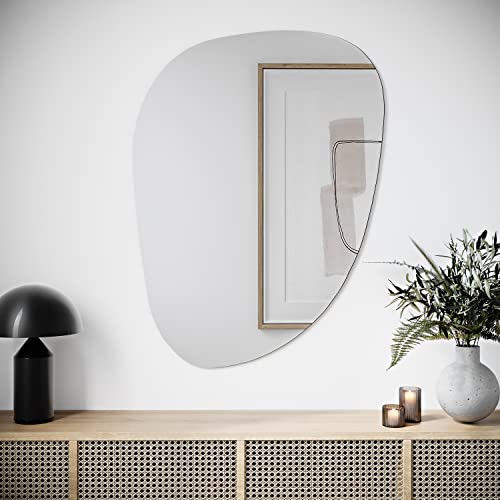 Dweller Irregular Mirror For Wall Decor 28.5"X19.3", Asymmetrical Mirror, Modern Frameless Wall Mirror For Bathroom Bedroom Entryway Living Room Vanity #TOP7