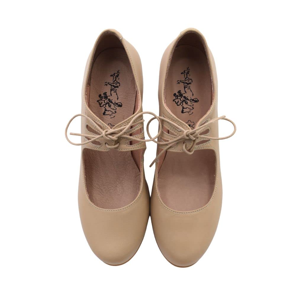 PASARELA - Zapatos de Baile Flamenco Napa Soft con Cordones para Mujer Sintético