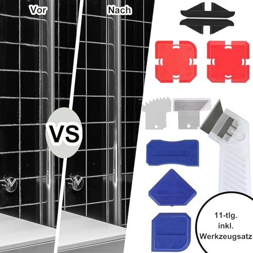 11-teiliges professionelles Abdichtungswerkzeug-Set, Silikon-Abdichtung mit Führungen, Silikon-Profilier-Set mit Dichtungsmittel-Finishing-Werkzeugen und Fugenentfernungswerkzeugen,