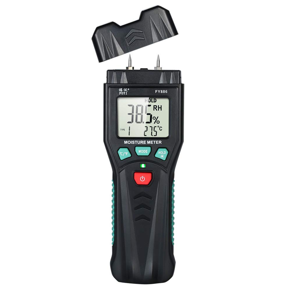CICIN 0-60% Two Pins Digital Wood Moisture Meter, Wood Humidity Tester Hygrometer Timber Damp Detector Large LCD Display