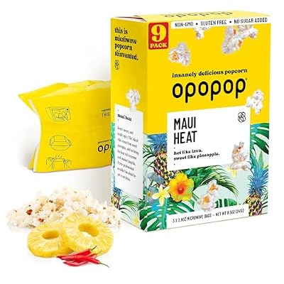 Opopop Microwave Popcorn - Maui Heat 2.8 oz., 9-Count - Sweet and Hot Popcorn, Flavored Popcorn, Non-GMO