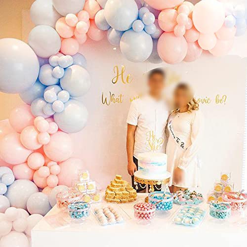 Gender Reveal Balloon Garland Arch Kit, Scmdoti Gender Reveal Decorations Kit With Double Stuffed Pink And Blue, Nude,White Balloon Garland For Gender Reveal Party Supplies, Baby Shower Decoration #TOP4