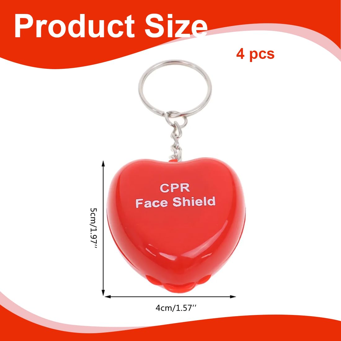 NHQZ 4 pezzi Maschera di respirazione Portachiavi CPR Face Shield di Primo Soccorso Pocket Mask Primo Soccorso Maschere respiratorie per Il Primo Soccorso o addestramento AED(rosso)