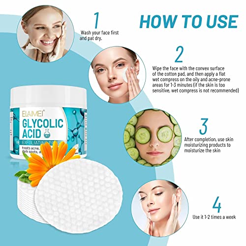 30% Glycolic Acid Pads Wipes For Skin Care Exfoliating Cleansing, Face Pore Cleaner Minimizer Acne Treatment, Chemical Peel Solution For Dark Spots, Breakouts, Scars, Reduce Wrinkle Fine Lines,50 Pads #TOP5